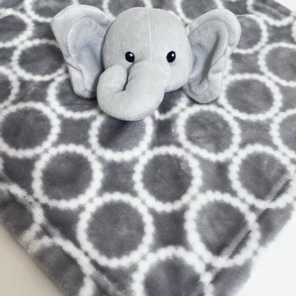 Hudson Baby HB Gray Elephant Circles Security Blanket Lovey Lovie Blankie - Picture 6 of 8
